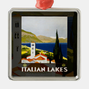 Italian Lakes Vintage Travel Poster Art Metal Tree Decoration