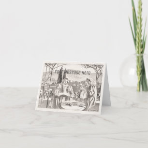 Italian landscape with mother and child and three thank you card