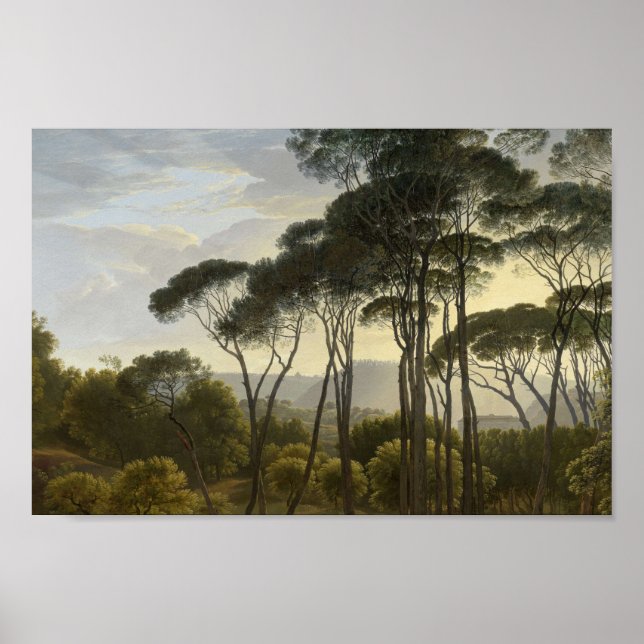 Italian Landscape with Umbrella Pines Oil Painting Poster (Front)