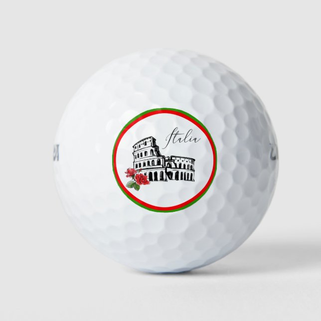 *~* Italian Language Italia Italy Colosseum Roses Golf Balls (Front)