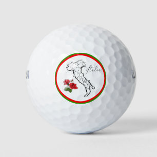 *~*  Italian Language Italia Italy Map Rose Golf Balls