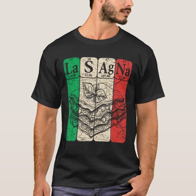 Italian Lasagne Periodic Table Elements Italian Fl T-Shirt (Front)