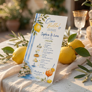 Italian Lemon Amalfi Coast Wedding Program Menu