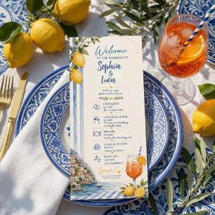 Italian Lemon Amalfi Coast Wedding Program Menu