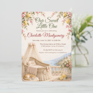 Italian Lemon Baby Shower   Mediterranean Oh Baby  Invitation