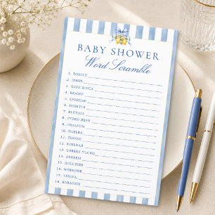 Italian Lemon Baby Shower Word Scramble Game Card