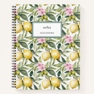 Italian Lemon Blossom Mediterranean Watercolor Notebook