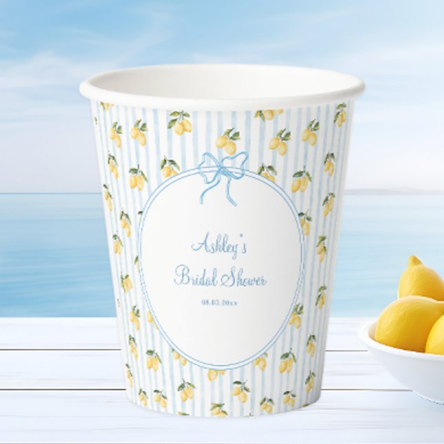 Italian Lemon Blue Bow Paper  Paper Cups (Creator Uploaded)
