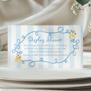Italian Lemon Blue Bows Display Shower Enclosure Card