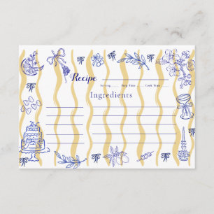 Italian Lemon Blue Tile Bridal Shower Recipe Card