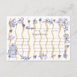 Italian Lemon Blue Tile Bridal Shower Recipe Card
