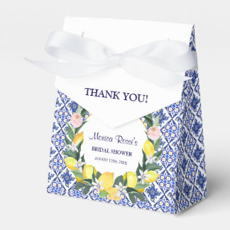 Italian Lemon Blue Tiles Bridal Shower Thank You Favour Box