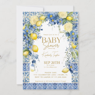 Italian Lemon Blue Tiles Italy Baby Shower Invitation
