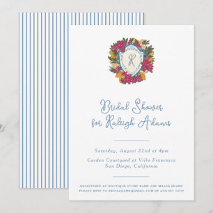 Italian Lemon & Bougainvillea Crest Bridal Shower  Invitation