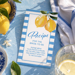 Italian Lemon Bridal Shower Recipe Request Enclosure Card