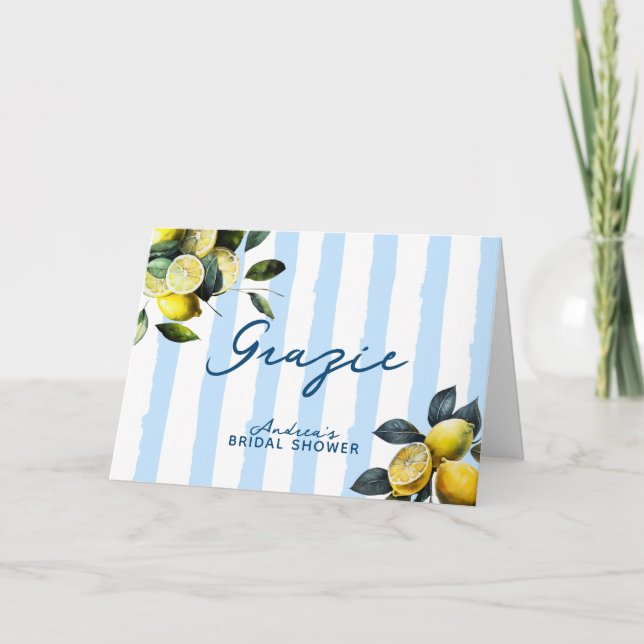 Italian Lemon Bridal Shower  Thank You Card (Front)