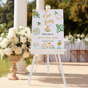 Italian Lemon Ciao Baby Pasta & Pizza Baby Shower Poster