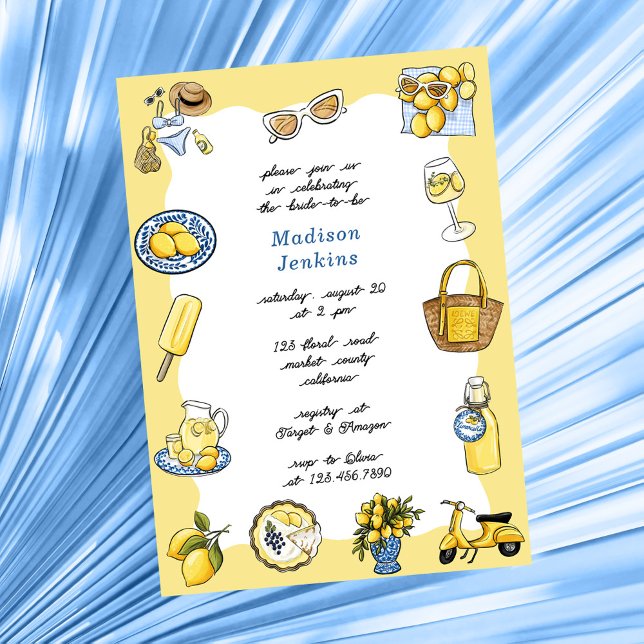 Italian Lemon Coastal Summer Bridal Shower Invitation (Creator Uploaded)