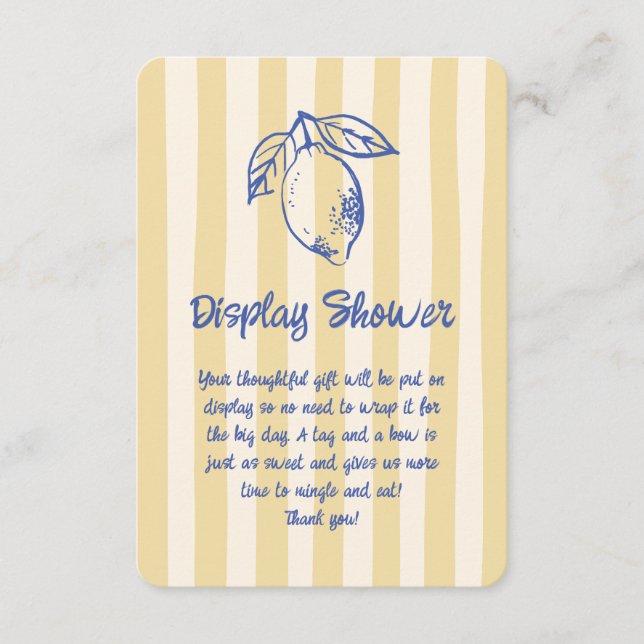 Italian Lemon Doodle Hand Drawn Display Shower Enclosure Card (Front)