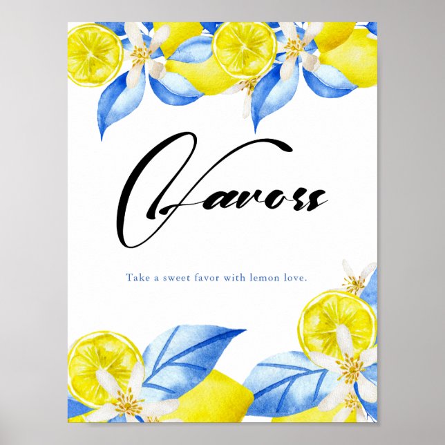 Italian Lemon Floral Bridal Shower favours Poster (Front)