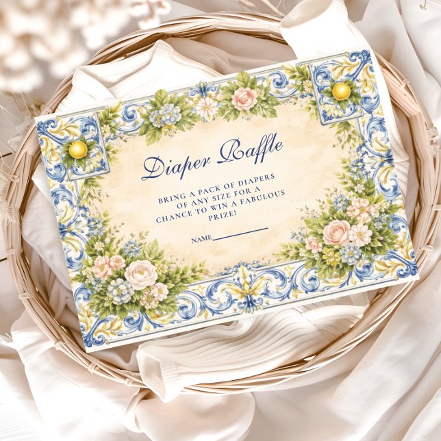 Italian Lemon Floral Frame Diapper Raffle Enclosure Card (Creator Uploaded)