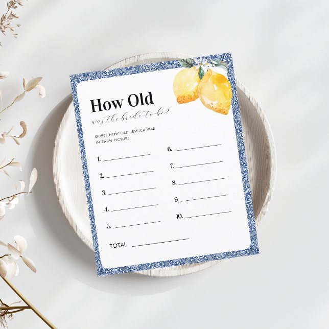 Italian Lemon Floral How Old Was The Bride Game (Creator Uploaded)