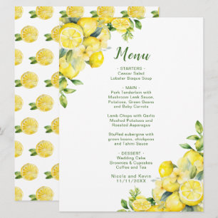 Italian Lemon Greenery Frame Wedding Menu