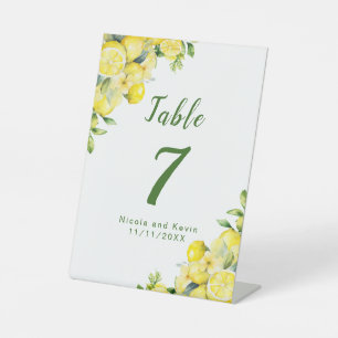 Italian Lemon Greenery Frame Wedding Pedestal Sign
