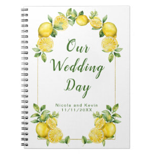 Italian Lemon Greenery Frame Wedding Planner Notebook