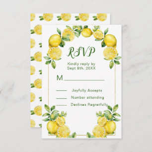Italian Lemon Greenery Frame Wedding RSVP Card