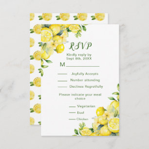 Italian Lemon Greenery Frame Wedding RSVP Card