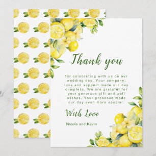 Italian Lemon Greenery Frame Wedding Thank You Card