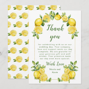 Italian Lemon Greenery Frame Wedding Thank You Card