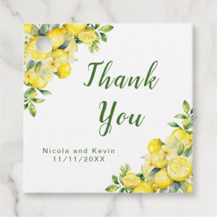 Italian Lemon Greenery Frame Wedding Thank You Favour Tags