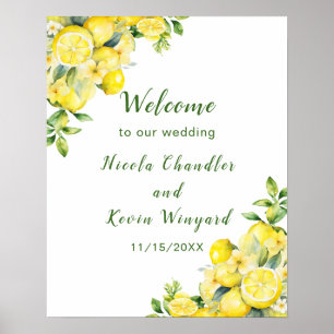 Italian Lemon Greenery Frame Wedding Welcome Poster