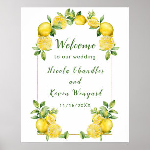 Italian Lemon Greenery Frame Wedding Welcome Poster