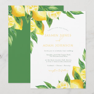 Italian Lemon Greenery Mediterranean Wedding Invitation