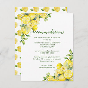 Italian Lemon Greenery Wedding Accommodations Enclosure Card
