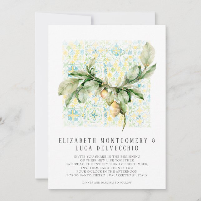 Italian Lemon Grove | Boho Botanical Invitation (Front)