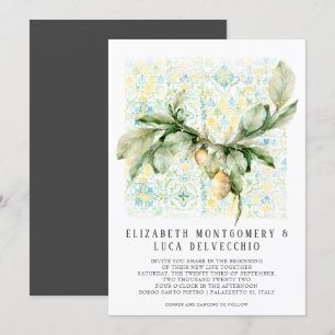 Italian Lemon Grove Boho Botanical Wedding Invitation