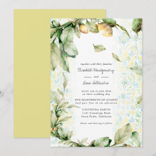 Italian Lemon Grove   Boho Botanical Wedding Invitation