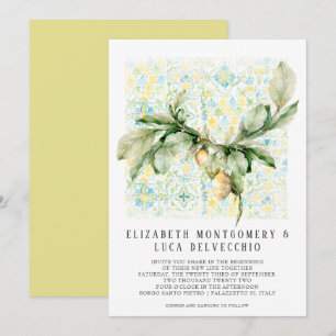 Italian Lemon Grove   Boho Botanical Wedding Invitation
