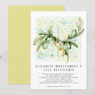 Italian Lemon Grove   Boho Botanical Wedding Invitation