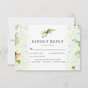 Italian Lemon Grove   Boho Wedding RSVP w/Meal Card