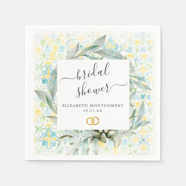 Italian Lemon Grove Bridal Shower Personalised Napkin (Front)