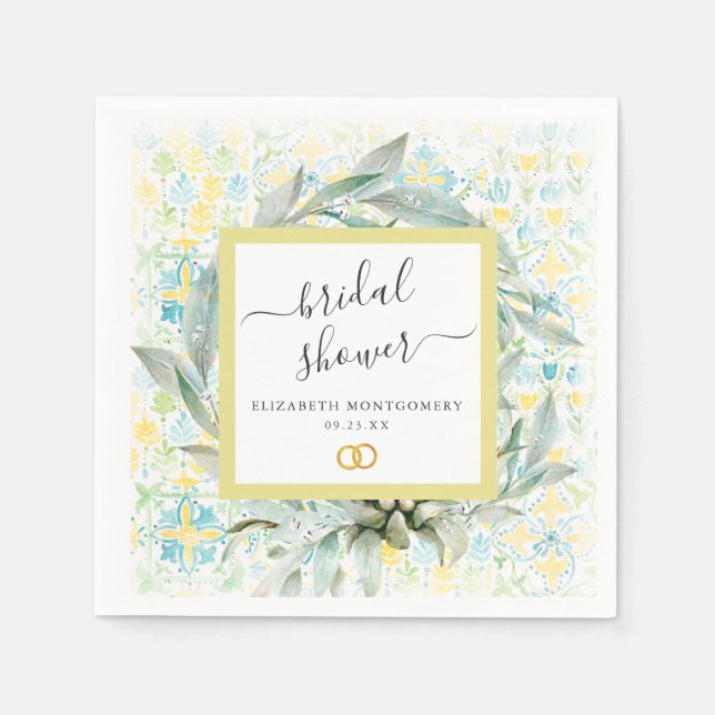 Italian Lemon Grove Bridal Shower Personalised Napkin (Front)