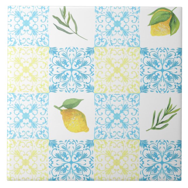 Italian Lemon Mediterranean Pattern Tile (Front)