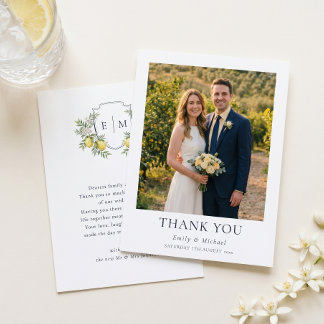 Italian Lemon Mediterranean Wedding Thank You Card