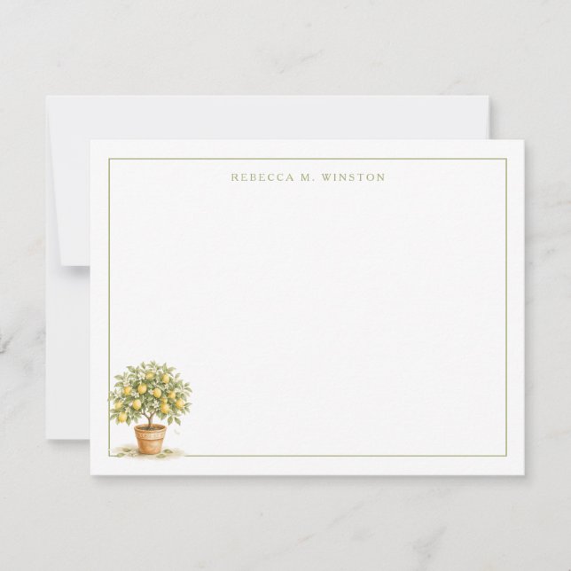 Italian Lemon Tree Personalised Stationery Card (Front)