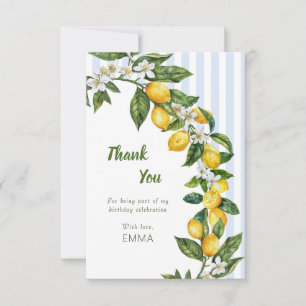 Italian Lemon Watercolor Birthday Celebration Thank You Card